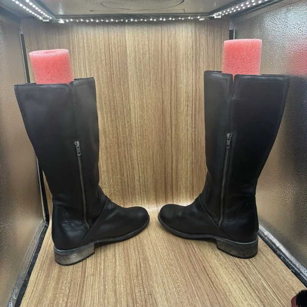 UGG‎ DAHLEN BLACK LEATHER RIDING WATER RESISTANT BOOTS US 11 / EU 42 / UK 9.5